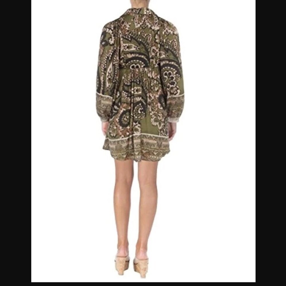Free People Say You Love Me Mini Shirt Dress Size Small Green Boho Peasant Fall - Picture 10 of 11